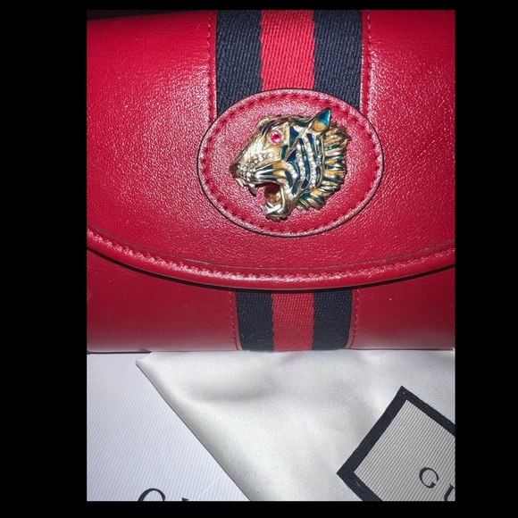 Gucci Rajah Mini Leather Shoulder Bag In Red -Authentic - Picture 5 of 6